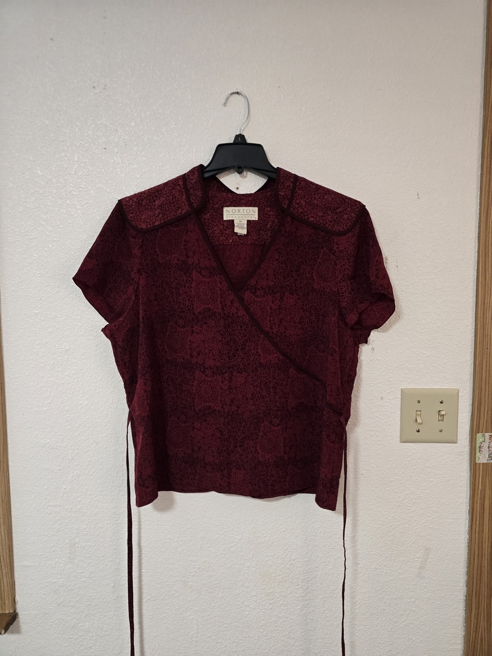 Norton McNaughton Wine Red Wrap Short-Sleeve Top